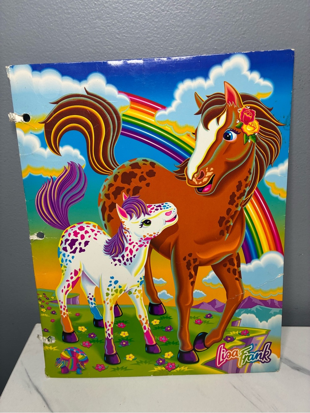 Lisa Frank Rainbow Chaser & Lollipop Horse Binder Cover 1990s Vintage